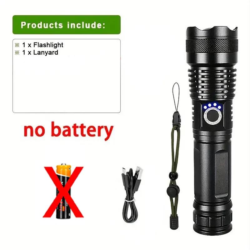 Lanterna De LED De Alta Potência, Tocha Recarregável, Lanterna Tática, Lanterna Ultra Poderosa, Carregamento USB, Ao Ar Livre - Image 1