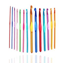 Alumínio colorido Crochet Needles Set, Ferramentas para tecelagem, Ganchos - Image 1