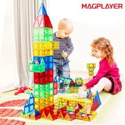 Magplayer Blocos de construção de telhas magnéticas para crianças, Conjunto de construção magnética, Jogos Educativos Montessori, Brinquedos para crianças - Image 1