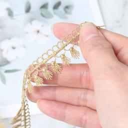 Bordado Artesanato Tiras Decorativas, Laço Dourado, Tassel Design, Acessórios de Vestuário, Decoração Do Bolo, Ouro, 5 Jardas - Image 5