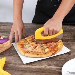 Cortador de pizza com tampa, aço inoxidável, picador de alimentos, fatiador de pizza, ervas, queijo, faca, cortador manual de pizza, ferramenta de cozinha - Image 2