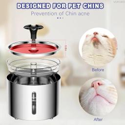 304 Stainless Steel Pet Water Fountain, Bebida automática Cat, Dispenser de água inteligente com janela transparente, 2.5L - Image 2