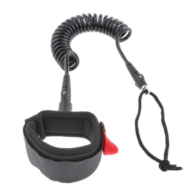 Leash Profissional para Prancha de Surf - Cabo Enrolado de Segurança para Surf e Esportes Aquáticos com Pulseira e Fivela Ajustável