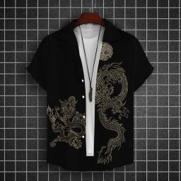 Graphic Dragon, manga curta masculina, camisas da moda casual, tops de verão, blusa masculina, streetwear, camisas 3D, 2024 - Image 1