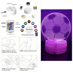 3D Bola De Futebol LED Night Light para Crianças, Toque Nightlight, Candeeiro De Mesa, Futebol Ilusão, Luminoso, Decoração Do Quarto, Presentes - Image 6