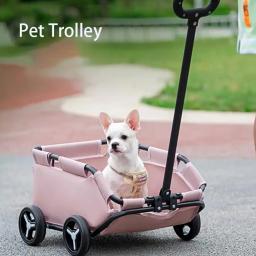 Carrinho de estimação dobrável leve, Carrinho de carro para cães, Cão pequeno a médio, Carrinho de luxo com 4 rodas - Image 1