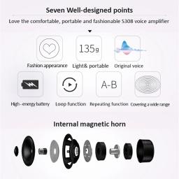 SHIDU Amplificador De Voz Portátil Megafone Mini Speaker De Áudio Com Microfone Altifalante Ultraleve Recarregável Para Professores 308 - Image 3