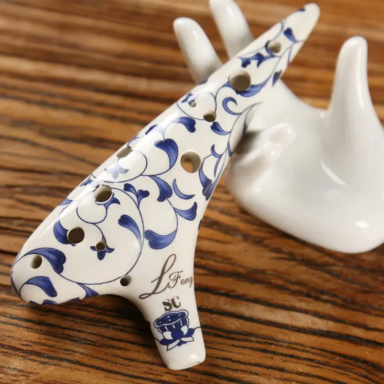 Azul branco cerâmica ocarina 12 buracos alto c tom ac af ag sf sg sc bc zelda ocarina de tempo instrumento musical profissional presente - Image 1