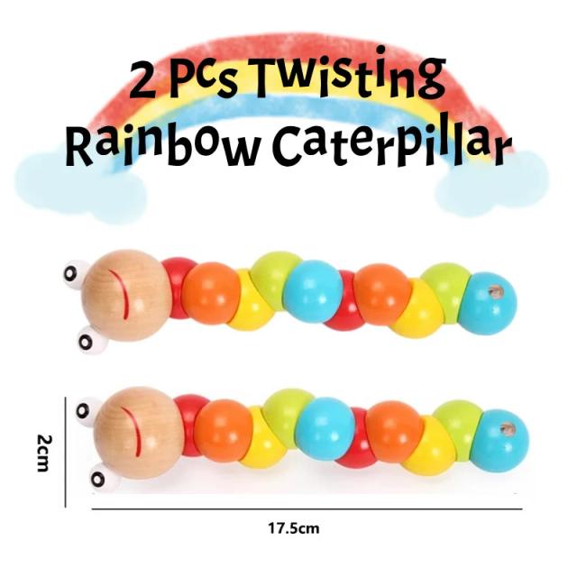 Brinquedo de Desenvolvimento Caterpillar Arco-Íris 2 Peças - Brinquedo Sensorial e Criativo para Bebês