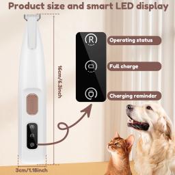 Aparador elétrico para cães de estimação, com luz led, à prova d'água, aparador de pelos de pés, baixo ruído, gato, cachorro, rosto, pé, orelha, quadril, pata, barbeador - Image 5