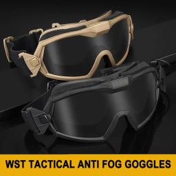 Airsoft Paintball óculos com lente transparente, resistente a riscos, proteção para os olhos, óculos de segurança, Micro ventilador - Image 1