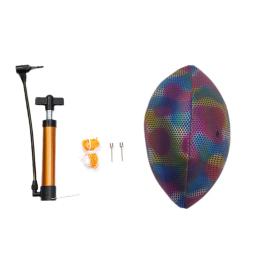 Treinamento Refletivo Rugby Ball, Reflexo Holográfico, Couro Pu, Brilho Escuro Futebol Americano, Bolas de Futebol para Adolescentes, Adultos, Júnior - Image 4