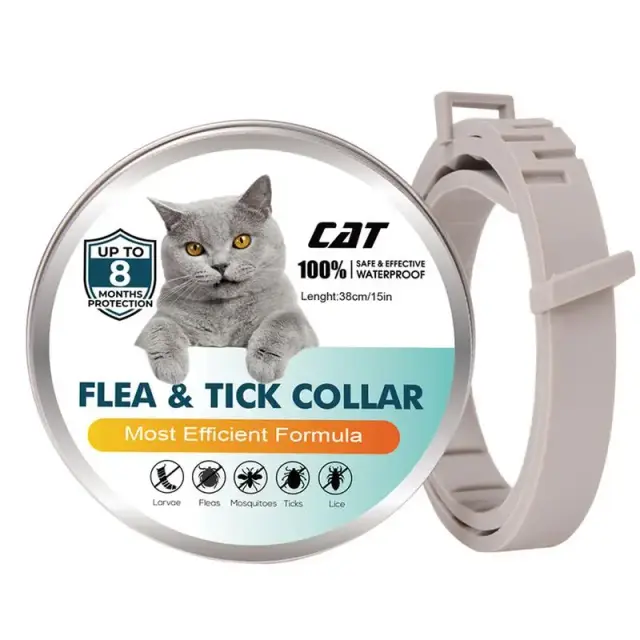 Colar Ajustável para Pets com Proteção Antipulgas e Carrapatos, Impermeável e Confortável, 38cm