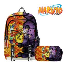 Mochila e lápis Naruto Anime para crianças, meninos, meninas, conjunto de mochila de dois andares, mochila escolar impermeável para adolescentes, 36 estilos - Image 1