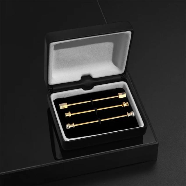 Conjunto de Alfinetes de Lapela Masculinos com Caixa de Presente - 3 Peças Elegantes para Camisa e Gravata, Ideal para Casamentos e Ocasiões Especiais