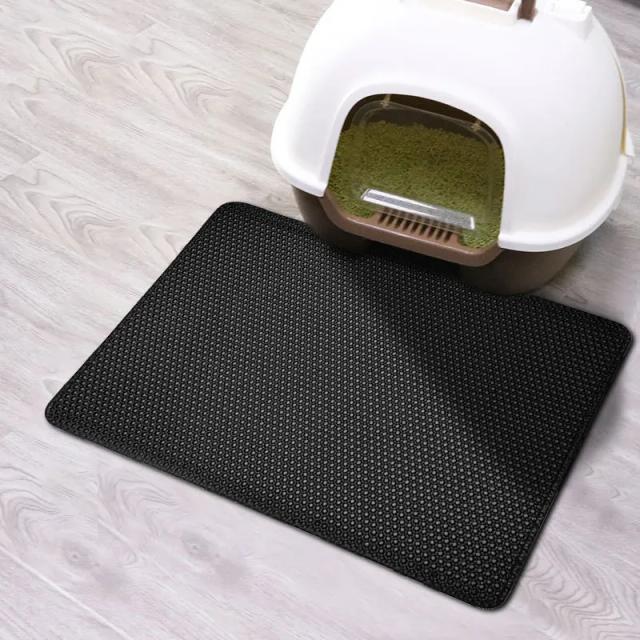 Tapete de areia para gatos com dupla camada e caixa impermeável, cama lavável e antiderrapante, ideal para pets e fácil de limpar.