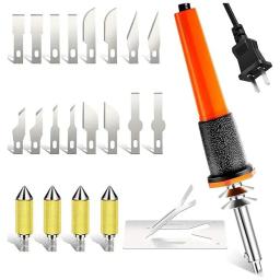 1 conjunto de faca elétrica kit ferramenta cortador com cortador calor estêncil cortador para pano plástico macio fino estêncil eua/ue plug peças - Image 2