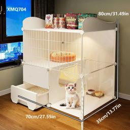 Gaiola para gatos de espaço pequeno para uso doméstico, vila para gatos de apartamento pequeno interno, um quarto, uma sala de estar, um banheiro, cama para gatos e banheiro para gatos integrado - Image 5