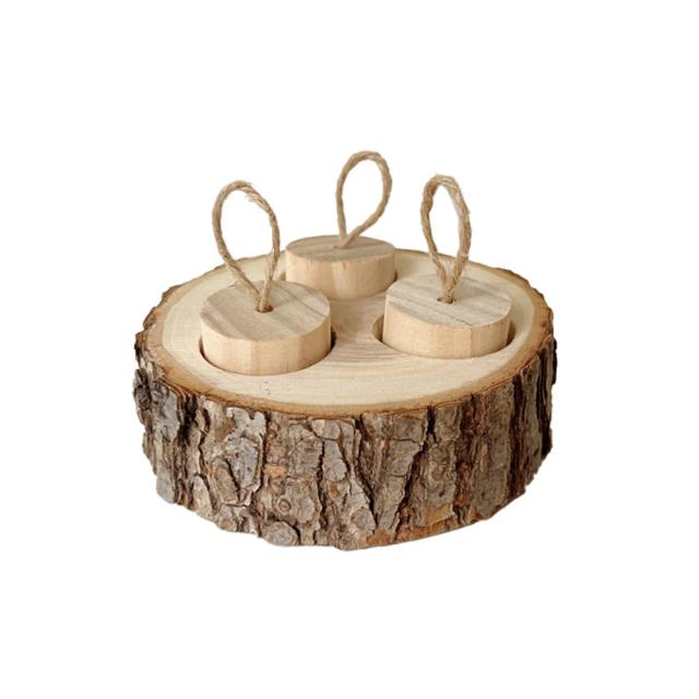 Brinquedo de Mastigação Redondo de Madeira para Pequenos Animais de Estimação, Ideal para Papagaios, Hamsters e Coelhos com Função de Forrageamento