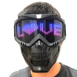 Bluetooth app rgb halloween crânio brilhante led sinal cosplay festa de carnaval paintball jogo combate militar rosto máscara protetora - Image 4