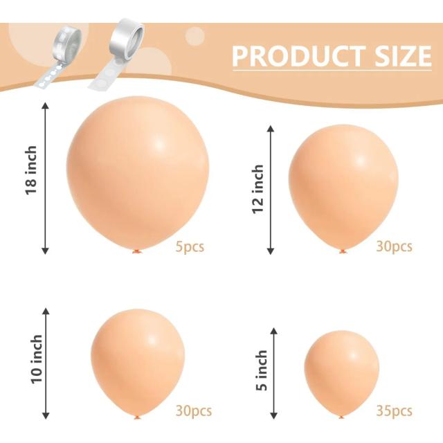 Kit de Balões Coloridos em Laranja e Pêssego para Decoração de Festas - 100 Peças em Diversos Tamanhos para Aniversários e Casamentos