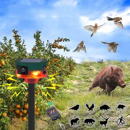 Controle remoto Solar Ultrasonic Animal Repeller Javali Selvagem Rato Aves Repelente Frighten Animais Para Gramado Jardim Quintal Fazenda - Image 2