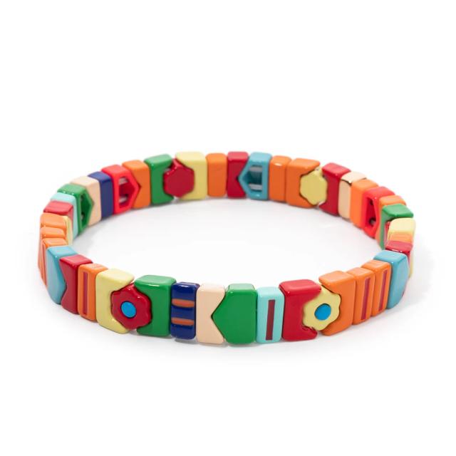 Pulseiras Esmaltadas Femininas com Design Único e Amuletos Florais - Joias Artesanais de Elastano 2023