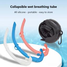 Snorkel dobrável de silicone com estojo de armazenamento compacto, snorkel de enrolar para homens e mulheres, tubo de respiração molhada, mergulho livre, silicone - Image 1