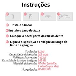 Fio dental de água com raspador de língua e 10 peças de escovas interdentais palhetas de dentes 8 jatos 3 modos de higiene bucal Lavador de boca portátil sem fio fio dental de água para limpador de dentes Ipx7 - Image 6