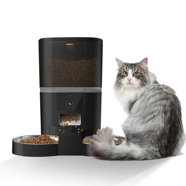 Alimentador Automático Smart Timing com Câmera para Cães e Gatos Pequenos - Controle Remoto via App e Capacidade de 4L