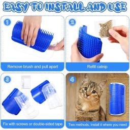 Cat Brush Comb Toy com Catnip, Escova de parede, Canto Cat Scratcher, Massagem, Self Groomer, Pet Scratcher - Image 5