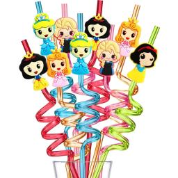 Canudos reutilizáveis para favores do partido, ótimo para o aniversário temático da princesa, suprimentos para meninas e crianças, 6 PCs, 12PCs - Image 2