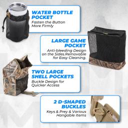 Dove cinto com bolsa de jogo concha garrafa sacos camo pássaro bolsa ajustar 6mm respirável malha grossa cinto tiro caça treinamento do cão - Image 3