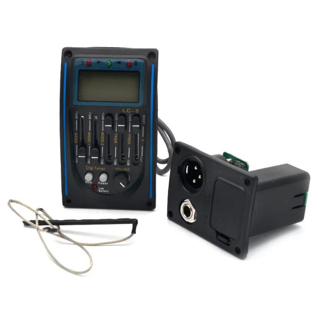 Captador LC-5 para guitarra acústica com equalizador de 5 bandas, pré-amplificador e sintonizador digital - Kit completo com 10 peças para instrumentos