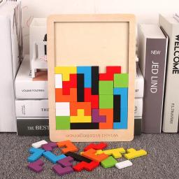 3d quebra-cabeça de madeira para bebê e criança, 1 conjunto, quebra-cabeça, brinquedo quadrado, educação precoce, diversão, lógica - Image 1