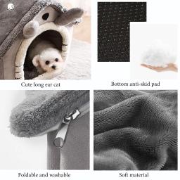 Cama dobrável para gatos/cachorros, cama para dormir para animais de estimação, removível e lavável, canil para casa de cachorro, ninho interno para gatos - Image 6
