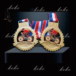 Medalhas tridimensionais bicicleta ouro jogos competições festa favores com pescoço fita prêmio em massa presente personalizado - Image 5