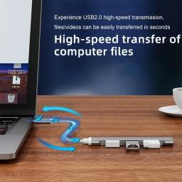 Divisor tipo C de alta velocidade para PC, Hub multiportas, USB 3.0, USB 2.0, 5Gbps, acessórios de computador, 4 portas - Image 4