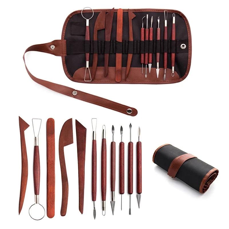 Cerâmica Clay Sculpting Tools Kit Argilas de cera de cerâmica Ferramentas de escultura para artesanato, conjunto de ferramentas de modelagem 12 pcs - Image 1