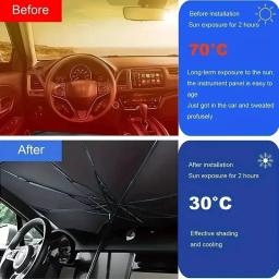 Car Sunshade Umbrella, Auto Shading, Sun Shade Protector, Parasol,  Acessórios de Proteção, Verão,Pára-brisas Interior - Image 4