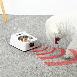 Bacia automática do alimentador do animal de estimação, distribuidor esperto do alimento do Anti-rato, sensor infravermelho, tampa aberta automática, gato e cão - Image 3
