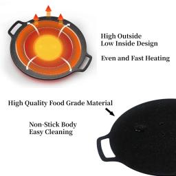 Panela antiaderente coreana, Revestimento de pedra médica, Acampamento de mármore antiaderente, Griddle redondo com alça para assar, Grill,BBQ, 1pc - Image 4