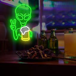 Sinal de luz de néon alienígena verde, LED regulável, Iluminar, Cerveja, Quarto, Sala de jogos, Bar, Cerveja, Pub, Hip Hop - Image 3