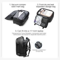Mochila de viagem compressão a vácuo mochila de grande capacidade 17 polegadas mochila para laptop expandida caminhadas ao ar livre mochila - Image 6