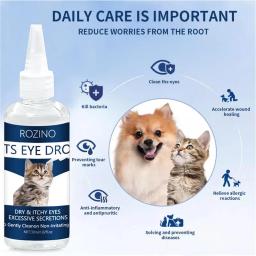 Colírio Fórmula Leve para Cães e Gatos, Lavagem ocular para animais de estimação, Irritação ocular calmante, Ferramenta de limpeza, 30ml - Image 3