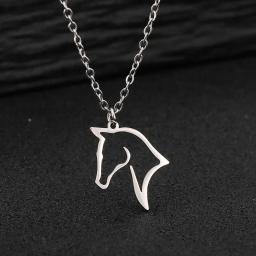 Colares de aço inoxidável cavalo colar oco animal colares pingente para mulher unisex bonito jóias presente aniversário - Image 5