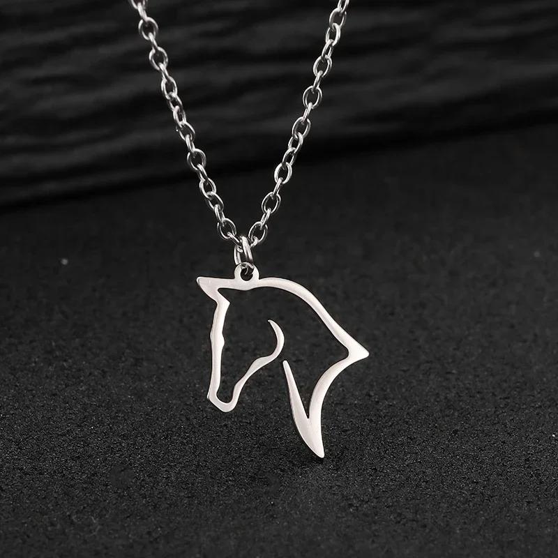 Colares de aço inoxidável cavalo colar oco animal colares pingente para mulher unisex bonito jóias presente aniversário - Image 1