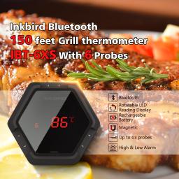 INKBIRD-Termômetro Churrasco Bluetooth Grill, 6 Sondas, USB Recarregável, Li-Bateria, Termômetros para Cozinhar, IBT-6XS, 1000mAh - Image 4