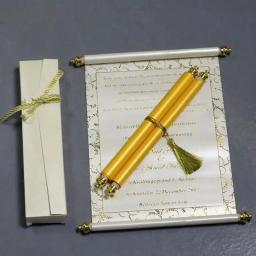 Cartão do convite com caixa de presente e borla, pergaminho personalizado, branco marfim papel cartões, festa de casamento, aniversário, 100pcs - Image 1