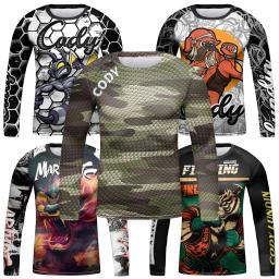 Cody Lundin-Kimonos personalizados de Jiu Jitsu para crianças, camisas de compressão para meninos e meninas, equipamento MMA, manga comprida Rashguard, blusa UV infantil - Image 1